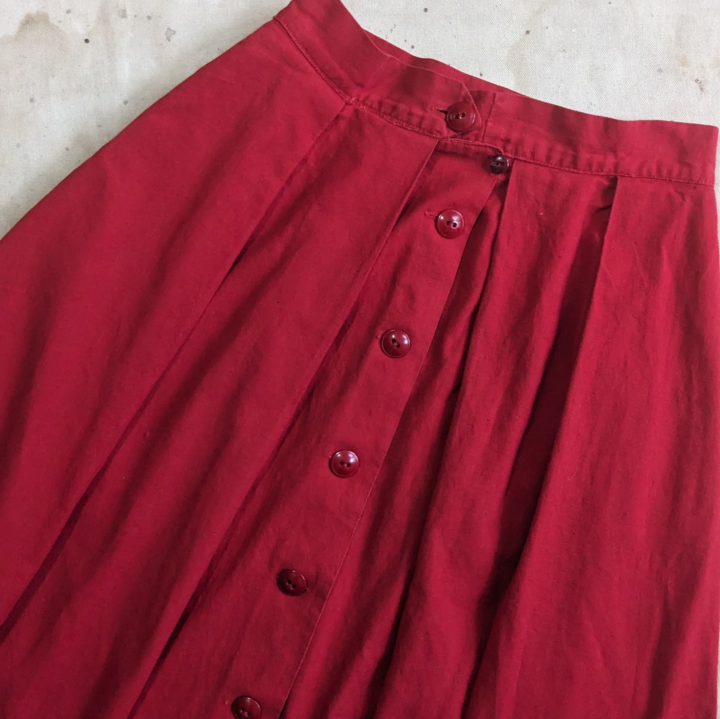 Front Button Red Skirt