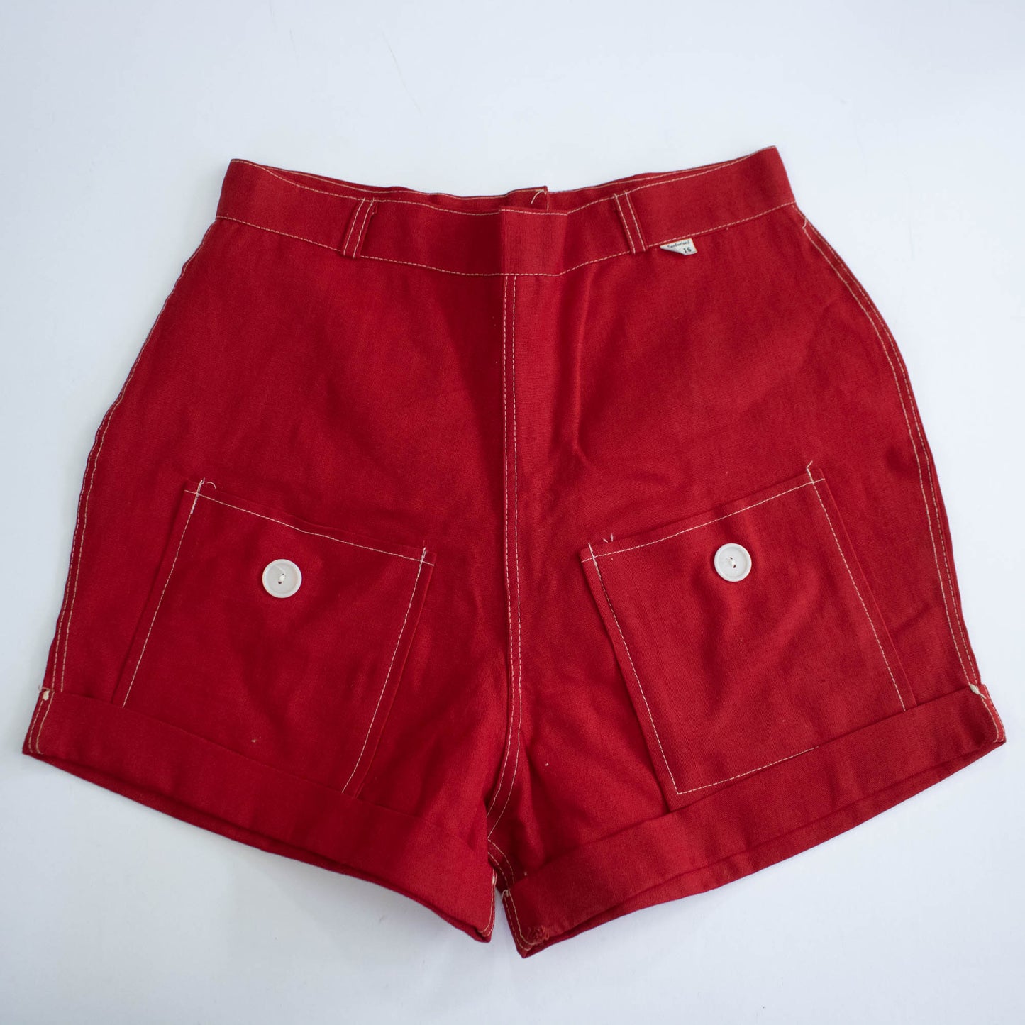 Deadstock 50s Red Cotton Shorts 30