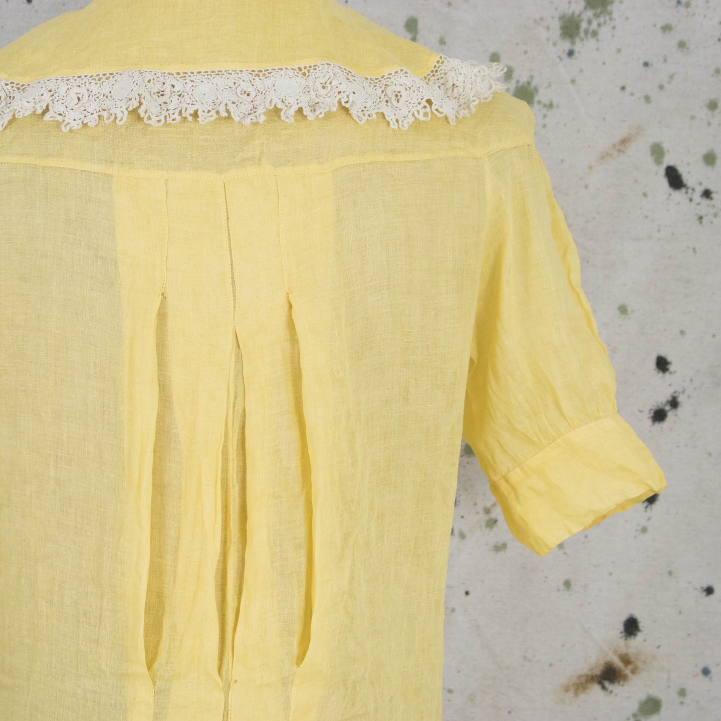 Vintage Womens 30s Small Medium Yellow Drop Waist Pull Over Dress